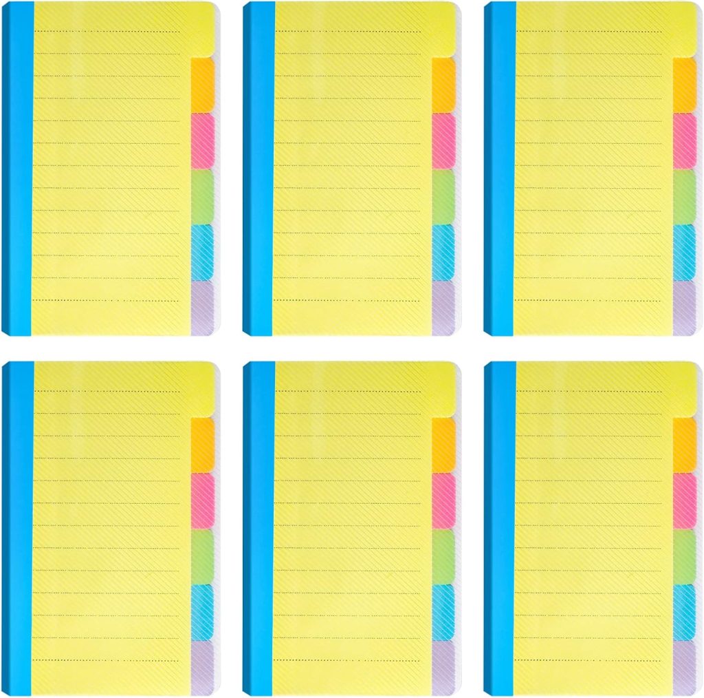 Post it Divider Sticky Notes Self-Stick Lined Note Pad Color Post it Notes Divider Tabs Office Supplies for School Office Home (4 x 6 Inches, 6 Pack)
